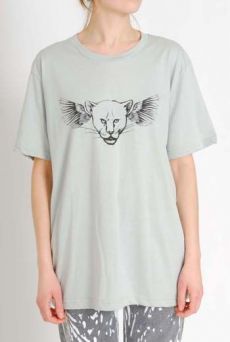 AW1112 FLYING LEOPARD PLACEMENT TEE - GREY